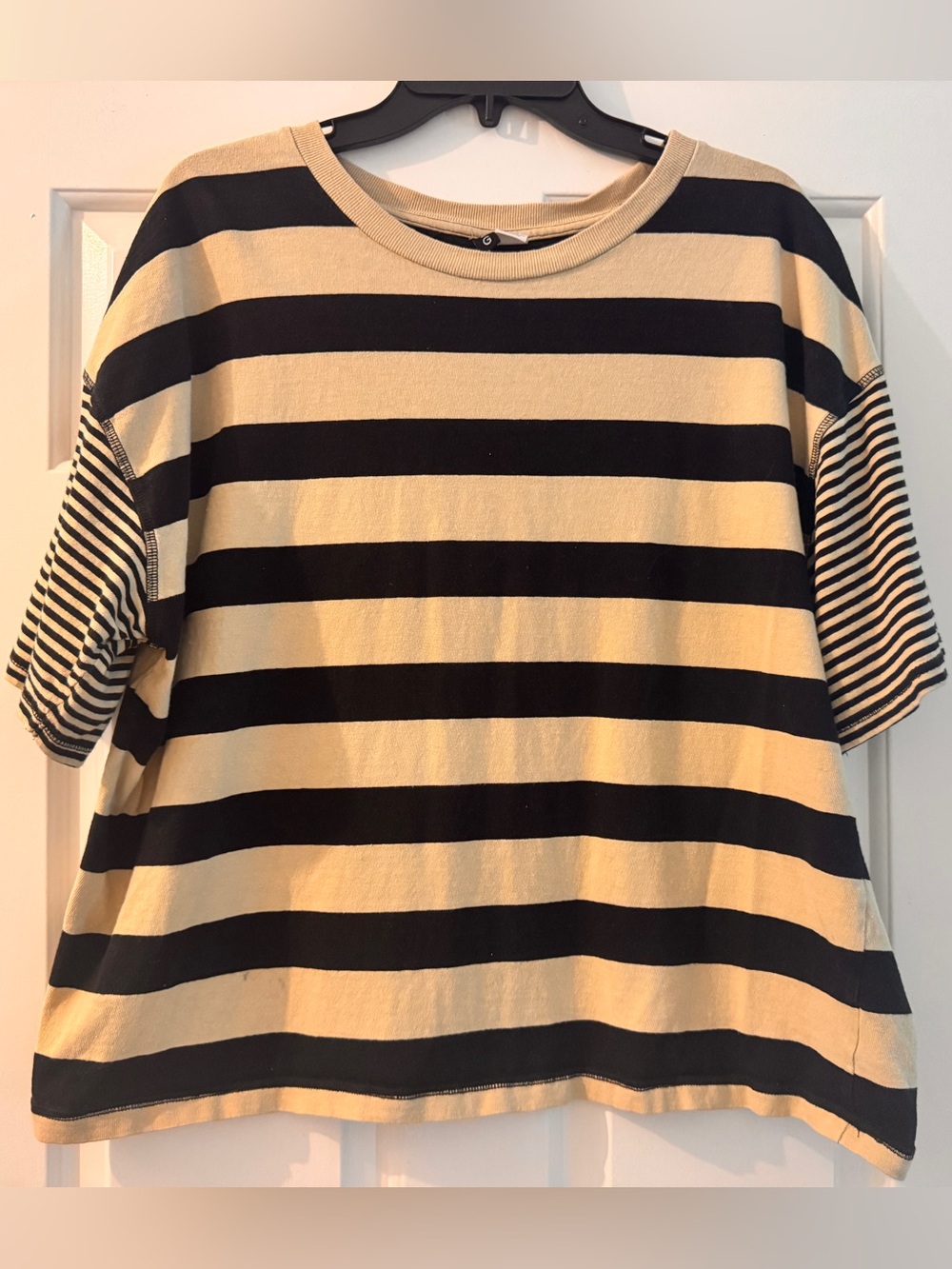 BDG Black and Cream Striped Short Sleeve Tee